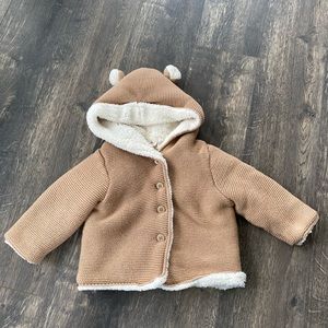 Gap Baby 12-18m Sherpa Lined Cardigan Brannan Bear Brown